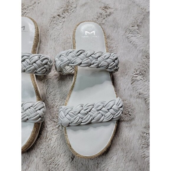 Marc Fisher Jaimee Leather Upper White Espadrille Slip On Sandals Size 8M - Picture 4 of 8
